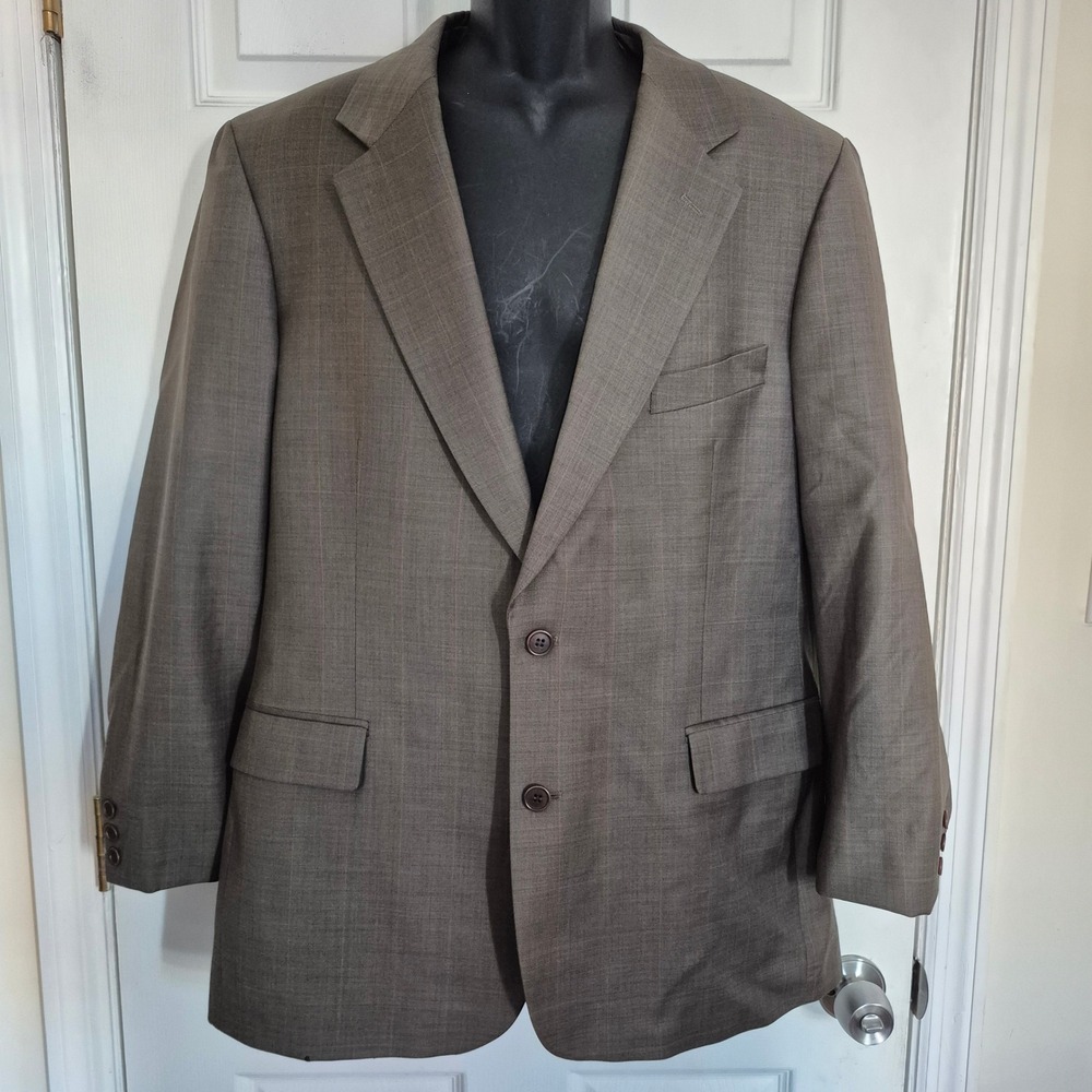 Brooks Brothers Mens 44R Pure New Wool Blazer Brown Glen Plaid Sport Coat
